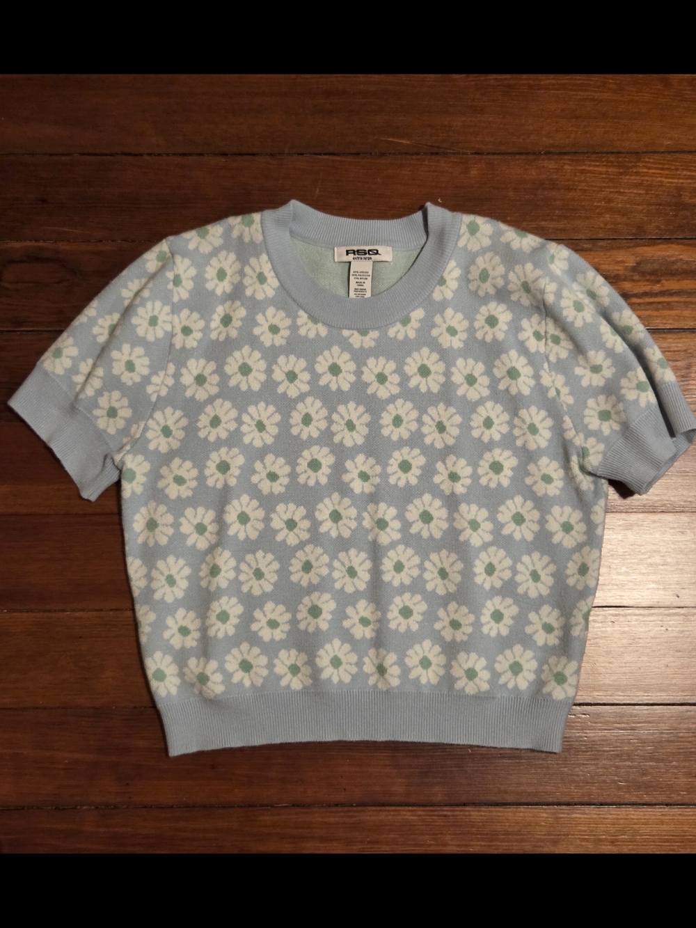 RSQ Light Blue Floral Crewneck Sweater